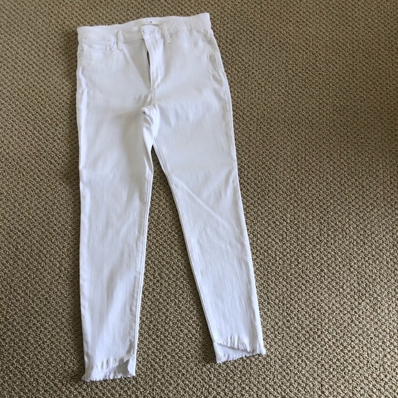 white jeans frayed bottom
